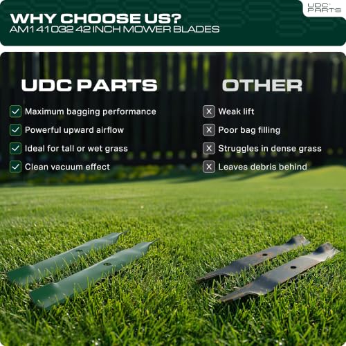 UDC Parts AM137327 High Lift Mower Blades John Deere 42 Inch Replacement - size: 7 pt star - 21-3/8"