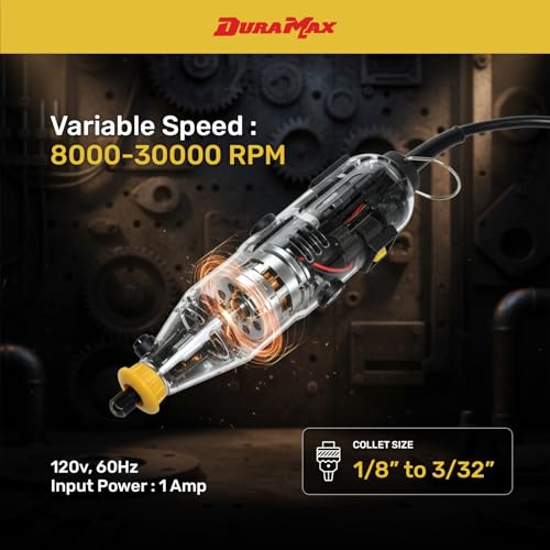 DURAMAX 46PC Rotary Tool Kit, Variable Speed 8000-30000 RPM, 120V