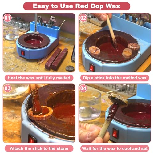 showingo Red DOP Wax Sticks Replacement for Lapidary Cabochon 4 Pack - color: Red DOP Wax-4P