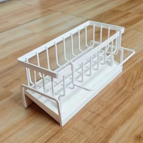 Kitchen Sink Storage Rack - Integrated Sponge Holder & Countertop Organizer for Dishcloth, Soap & Brushes - Space-Saving Kitchen Rack - White - color: Plastic(white)