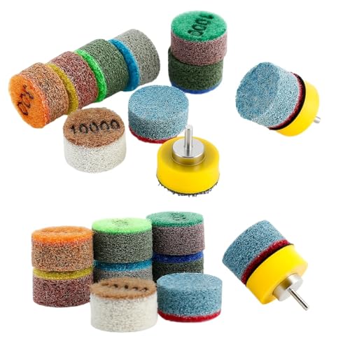 1inch 25mm Mini Non-Woven Polishing Pad 9Pcs/Set, 8 Different Grit 150#-10000# Wet Grinding Discs & 3mm Shank Hook & Loop Backing Holder for Detail Fine Grinding - style: 3mm Shank & 8Pcs Pad