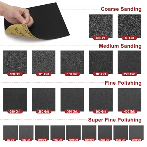 15Pcs Sand Paper 5.5x9Inch 80Grit Silicon Carbide Sandpaper Sheets - size: 5.5 x 9 Inch(80 Grit)
