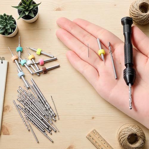 Pin Vise Hand Drill Set with 48 Micro Drill Bits, Small Drills Bits