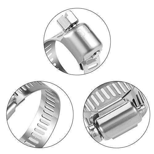 Hose Clamp, 20 Pack Stainless Steel Adjustable 6-12mm Size Range Worm Gear Fuel Line Clamp for Plumbing, Automotive And Mechanical Application - size: 6-12mm