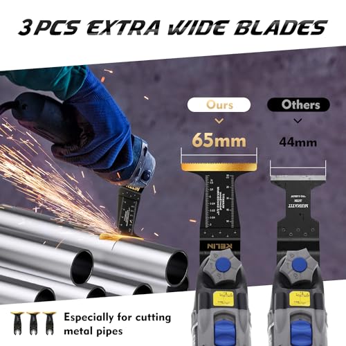 KELIN 16pcs Titanium Oscillating Tool Blades, Universal Multitool Blades