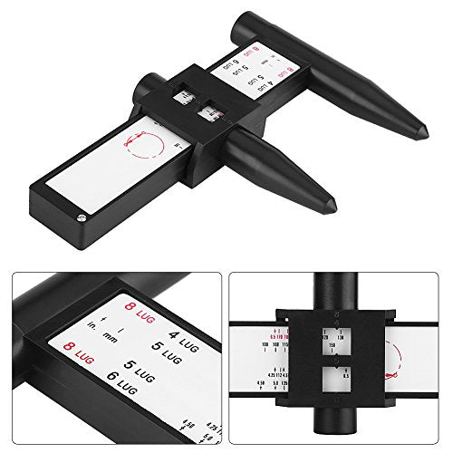 Wheel Rim Gauge, PCD Bolt Pattern Measuring Tool Ruler for 4 5 6 8 Lug Wheels Studs Inch Metric Size Lightweight Durable Plastic Easy Fit Car Truck SUV