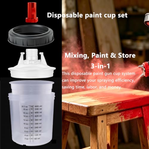 25Pcs 20oz(600ml) Disposable Paint Cups for HVLP/LVLP Automotive Spray Gun - color: 600ML & 25PCS