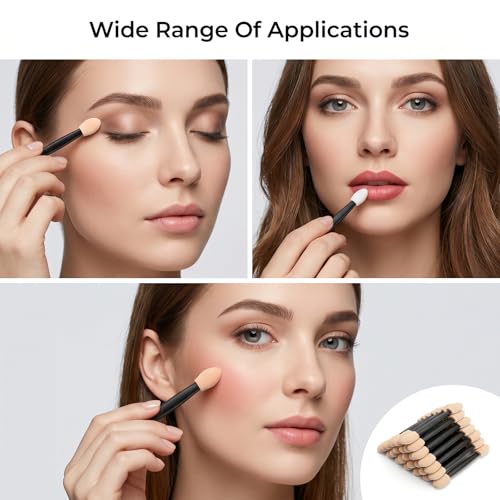 100 Pcs Eye Shadow Applicator Sticks, 2.56 Inch Dual Sides Disposable Eyeshadow Applicator for Eye Makeup, Women