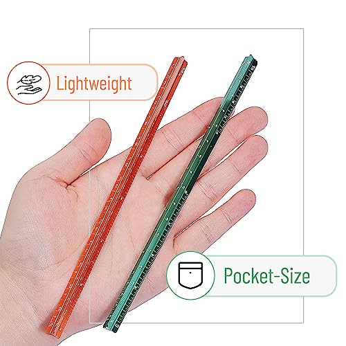 Mr. Pen- Small Architectural Scale Ruler, Aluminium, 6 Inch, 2 Pack - color: B. Green & Orange