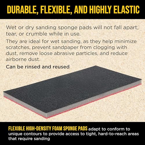 Dura-Gold 1500 Grit 5" x 2-3/4" Sanding Sponges, Flexible Sandpaper, 20-Pc - style: 1500 Grit