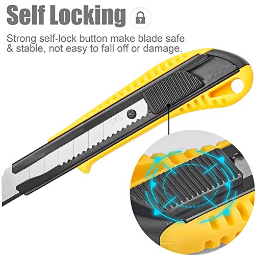 DOWELL Snap Off Utility Knife, 3-Pack Retractable Box Cutter, Yellow - color: Yellow
