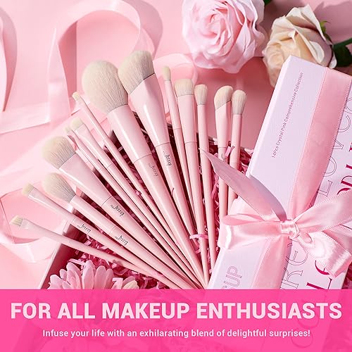 Jessup Makeup Brush Set 14pcs Face & Eye Makeup Brushes, Pink T495 - color: Pink-14pcs, size: Full Brush Set