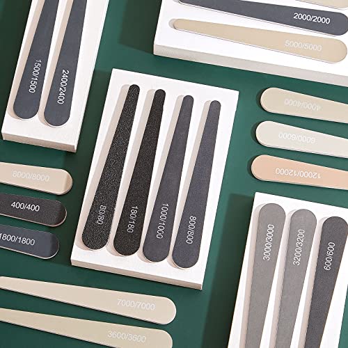 Honoson 60 Pcs Sanding Sticks for Plastic Models 80-12000 Grit Polishing Sticks Assorted Metal and Wood Sanding Tools Accessory for Model Craft Amateur Beginner, 5 x 0.8 Inch(Water Drop Style) - style: Water Drop Style