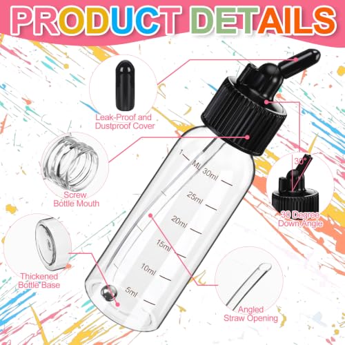 20 Set Airbrush Siphon Bottles Jars 1.06 Ounce(30cc) Plastic Paint Containers with Funnel Dual-Action Siphon Suction Feed Airbrush Sets Resealable for Storing Various Paints and Liquid - size: 30cc