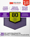 3M Pro Grade Precision Faster Sanding Sheets, 80 Grit, 11 x 9 in, (20 Sheets Total), (Pack of 5) - size: 5-Pack (20 Sheets Total)