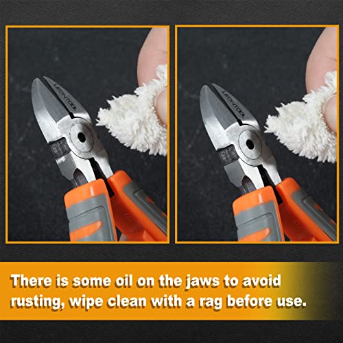 Diagonal Cutting Pliers 5-Inch Wire Flush Cutters Side Cutter Wire Snips with Hand Rope and Protective Cover for Cuts Electronics Wires Jewelry Zip Ties - style: Standard