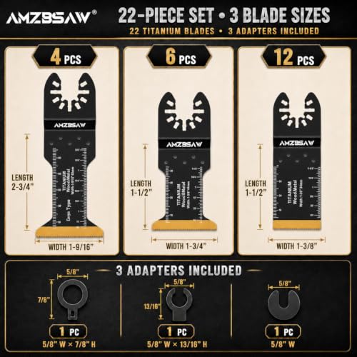AMZBSAW 22PCS Titanium Oscillating Saw Blades, Multitool Blades for Metal - style: A-22 PCS