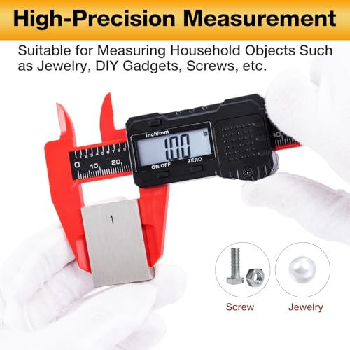 6" Electronic Digital Caliper with LCD Screen - color: Red