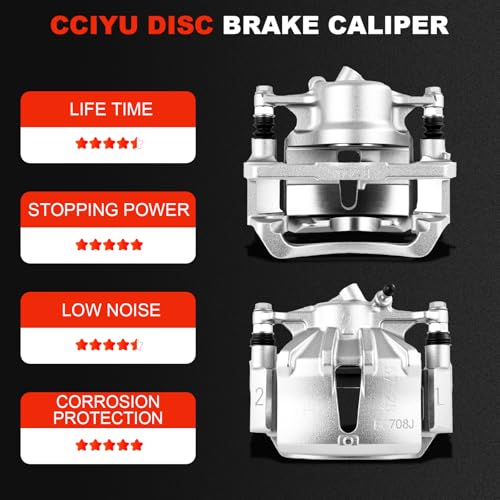 cciyu Front Left & Right Brake Calipers With Bracket 19B1569 19B1568 - size: Front[19B1569+19B1568]