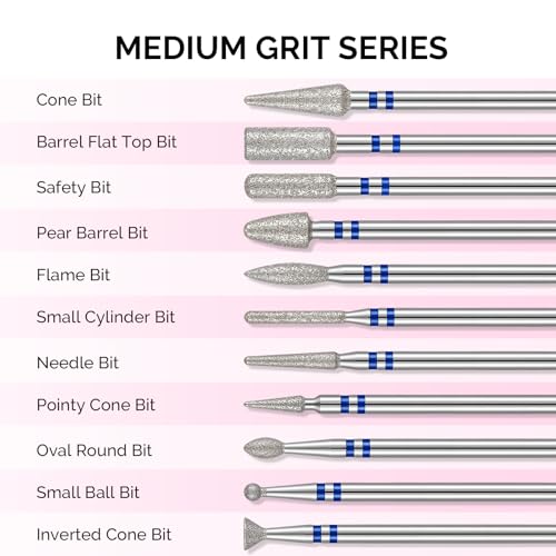 MelodySusie 20pcs Nail Drill Bits Diamond Cuticle Set Silver