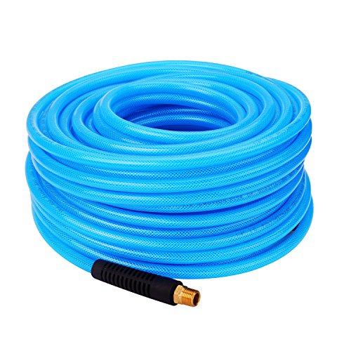 Reinforced Polyurethane (PU) Air Hose, 1/4"x100ft, 300 PSI, Air Compressor Hose With 1/4" MNPT Brass Endings - size: 100FT