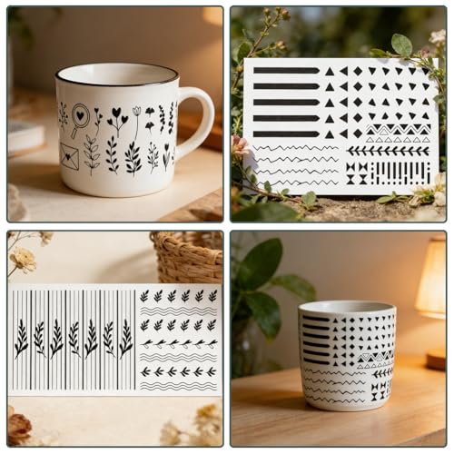 10 Pcs Basic Element UV DTF Cup Wraps, Heart Arrow Line Cup Wrap Decals Minimalist Pattern Waterproof Rub on Transfer for Glass Bottle Vase Furniture Crafts - color: Basic Element
