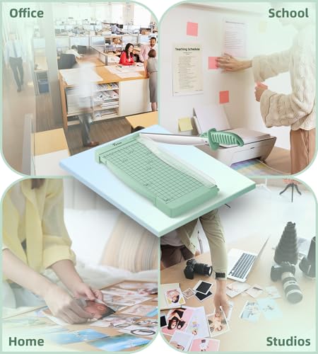 Firbon 12" Guillotine Paper Cutter with Hidden Ruler, Compact Paper Trimmer - color: Morandi