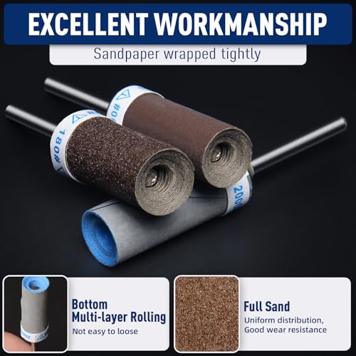 10Pcs 2000 Grit Sanding Drums Sandpaper Sticks Set for Dremel Rotary Tool with 1/8" Shank, Sanding Bits Kit Rotary Tool Accessories for Metal Rust Removal/Jade Polishing/Stone Grinding (2000 Grit) - style: 2000 Grit