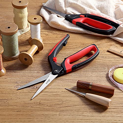LIVINGO 10" Spring Action Fabric Scissors Heavy Duty Sewing Shears - color: Black/Red