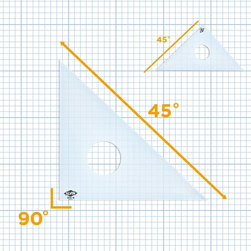 ALVIN Drafting Triangle, Clear Acrylic, 45/90 Degrees, 24 in, 131C-24 - size: 24", style: 45/90 Degree