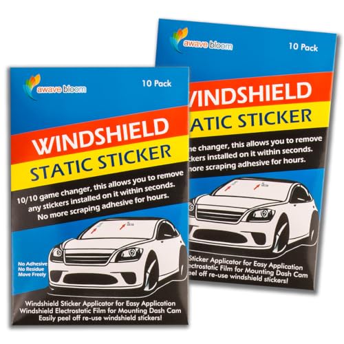 Windshield Sticker Applicator Electrostatic Film for Easy Application, Removal and Re-Application from Car to Car-12 Pack 5"x7",8 Pack2.4" x 3.1" Sheets - size: 2 Pack (20 sheets total)