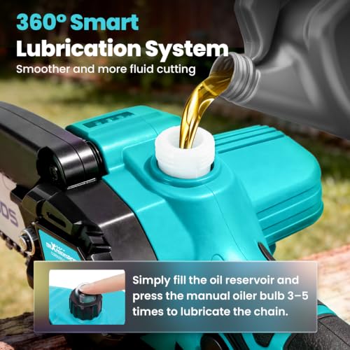maXpeedingrods Mini Chainsaw Cordless, 6 inch Small Chainsaw Electric Saw - color: Blue 2 Batteries