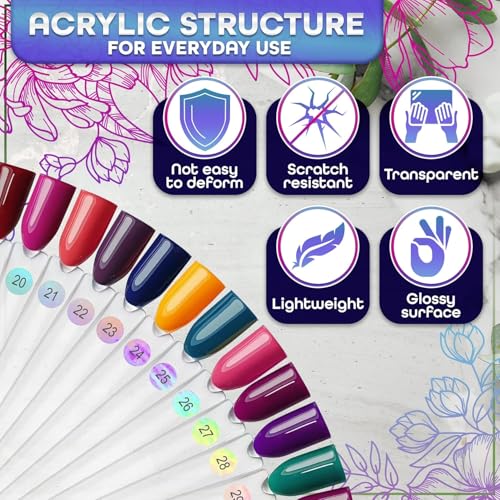 50 Pcs Clear Nail Swatch Sticks, Numbered Tips & Metal Ring, Acrylic - color: 50Pcs Clear Acrylic Nail Polish Swatch Sticks