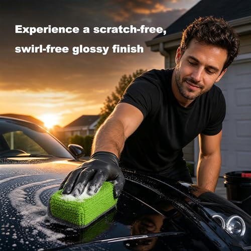 12 PCS Ceramic Coating Applicator Sponge, Microfiber Car Detailing Applicators Sponge Pads, Universal Automotive Sponges Applicator for Wax Sealant Paint Application (Green & Dark Gray) - color: Green & Dark Gray