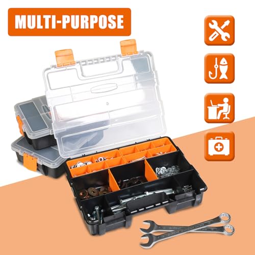 Torin AG421B Hardware & Parts Organizers: 4 Piece Versatile And Durable Storage Toolbox for Bolts, Screws, Nails, Nuts and Small Hardware, Black/Orange - size: 12 inches