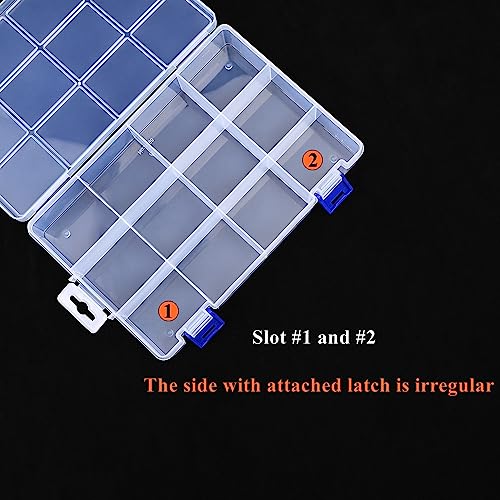 6 Pack Fixed 12 Grids Clear Plastic Storage Divider Box with Lid