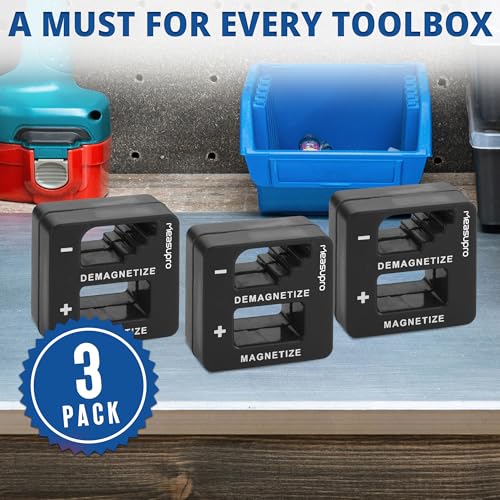 Screwdriver Bit Magnetizer & Demagnetizer Tool, Black, 3 Pack - color: Black