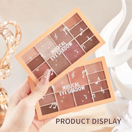 12-Color Warm Red Brown Eyeshadow Palette – Matte, Shimmer&Glitter Neutral Nude Shades with Rose Gold, Champagne, Bronze&Peach Tones, High-Pigment, Long-Lasting, Blendable Soft Glam Eye Makeup Palette - color: D02