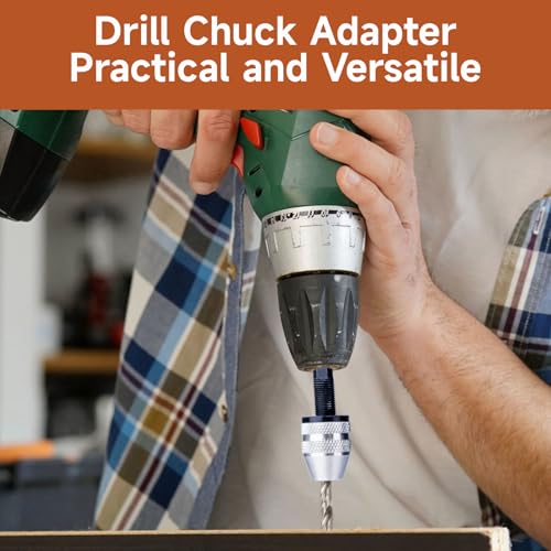 2 Pack Keyless Drill Chuck Adapter 1/4 Hex Shank for Impact Driver, Dremel, Hand Drill - Universal Drill Chuck with Magnetic & Hammer Drill Features, Black Sizes 0.3-6.5mm & Silver Sizes 0.3-3.4mm