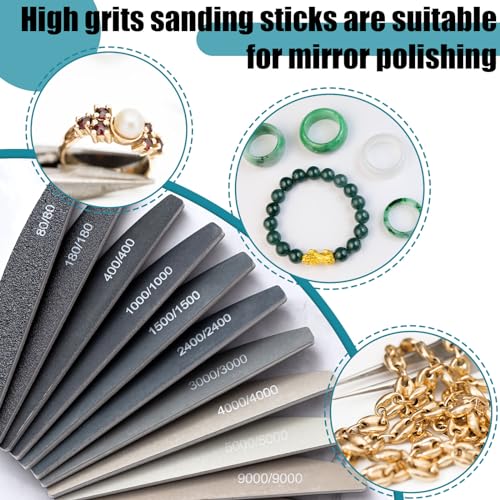 Honoson 20 Pcs Sanding Sticks Model, Low and High Grits, Moon Style - style: Moon Style