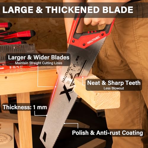 HAUTMEC 16 Inch Pro Hand Saw, 11 TPI Fine Tooth for Wood Cutting - style: Pro 16"