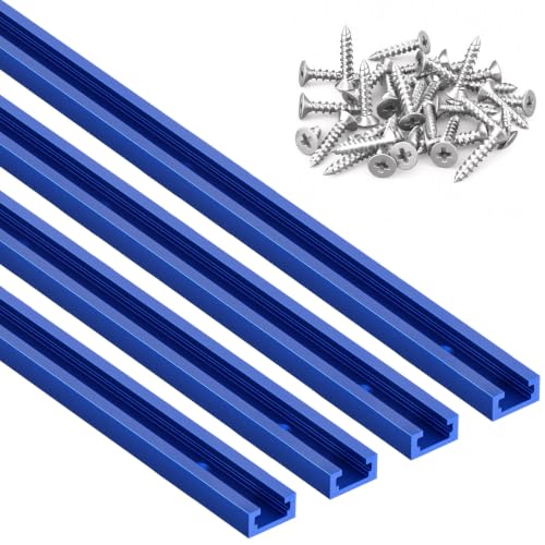 Vibit 4 Pcs 48" Aluminum T Track with Predrilled Mounting Holes & Screws - size: 4 PCS-48 Inch