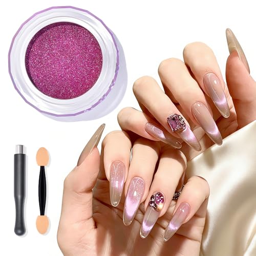 SAVILAND Mirror & Cat Eye Chrome Powder with Nail Magnet, Garnet - color: 13-Garnet Cat Eye Chrome Powder