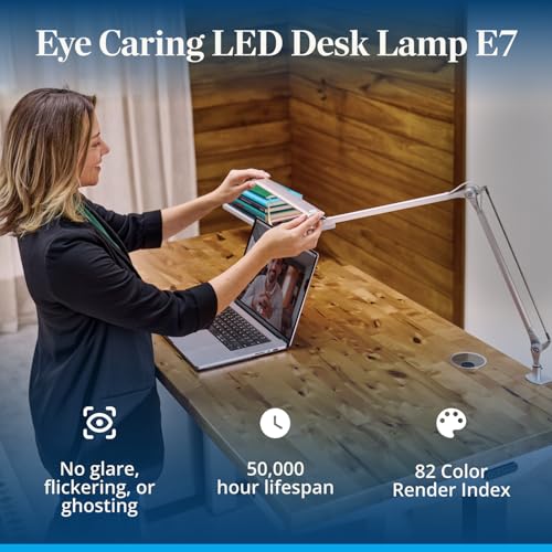 UPLIFTDESK E7 LED Desk Lamp with Clamp - 3 Color Mode Architect Desk Lamp - color: Silver Clamp Only