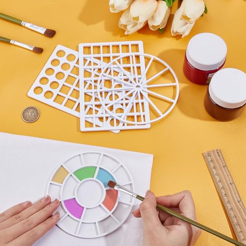 BENECREAT 4Pcs Color Wheel Template, 2 Styles Acrylic Drawing Stencils, Swatching Template Stencil for Color Correction Fabric Scrapbook Walls Crafts Home Decoration Arts Paper - style: Rectangle & Round
