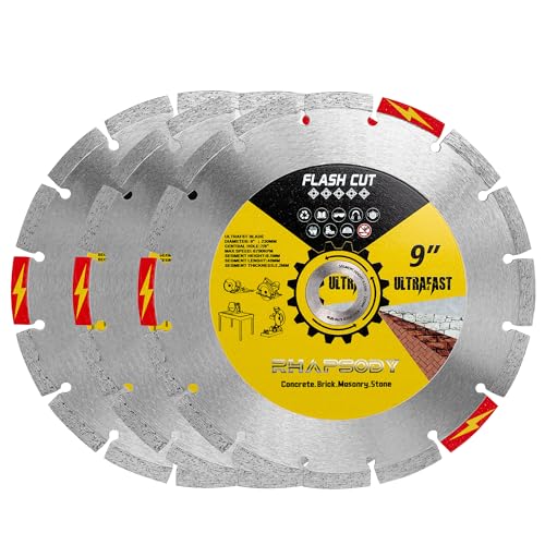 RHAPSODY 9Inch Ultrafast Diamond Saw Blade 3Pcs, Segmented General Purpose - size: 9''