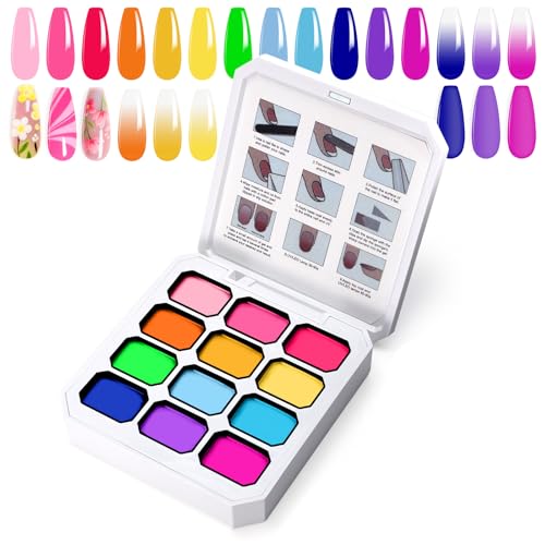 12 Colors Pat Painting Nail Gel, Hema＆TPO Free - color: Mojito Sunrise Canvas