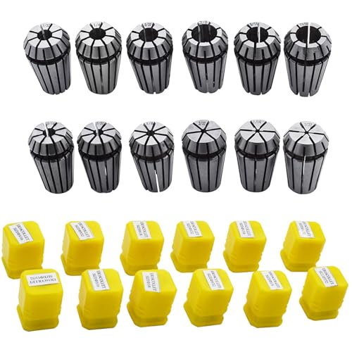 ER-16 Spring Collet Set 12 PCS 1/32-3/8 for CNC Super Precision Milling Lathe Tool Workholding Engraving