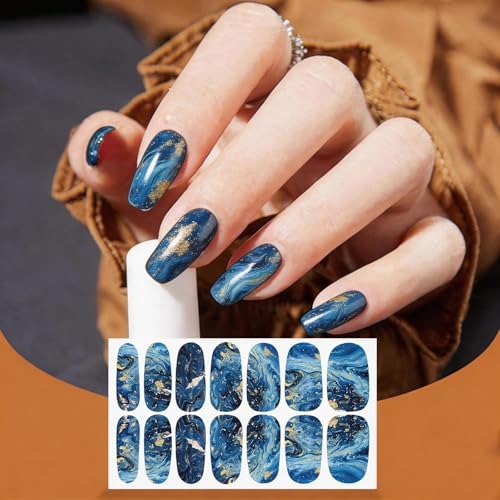 336PCS/24 Sheets Nail Polish Strips - Marble Gel Nail Stickers Full Nail Wraps UV Free | Easy to Stick | Adhesive Sticker Nails for Women with 1 File, 1 Cuticle Stick - color: Marble Series