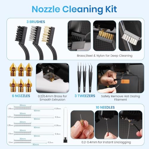 141Pcs 3D Printer Accessories with 4-Layer Slotted Case, Precision Workstation, Includes Digital Caliper, Cordless Rotary Tool, PTFE Nozzle Coating for Bambu Lab, Flashforge, Ender 3, Anycubic